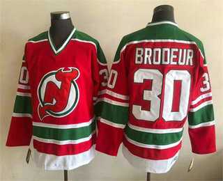 Mens New Jersey Devils #30 Martin Brodeur Red Green Jersey